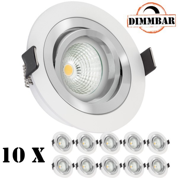 10er LED Einbaustrahler Set EXTRA FLACH (35mm) in Bicolor ...