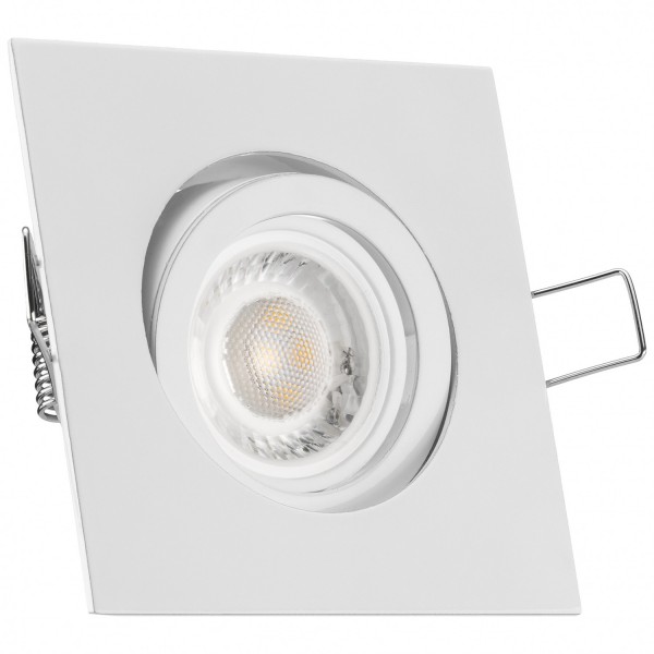 LED Einbaustrahler Set extra flach in weiß mit 5W Leuchtmittel von LEDANDO - 4000K neutralweiß - 60°