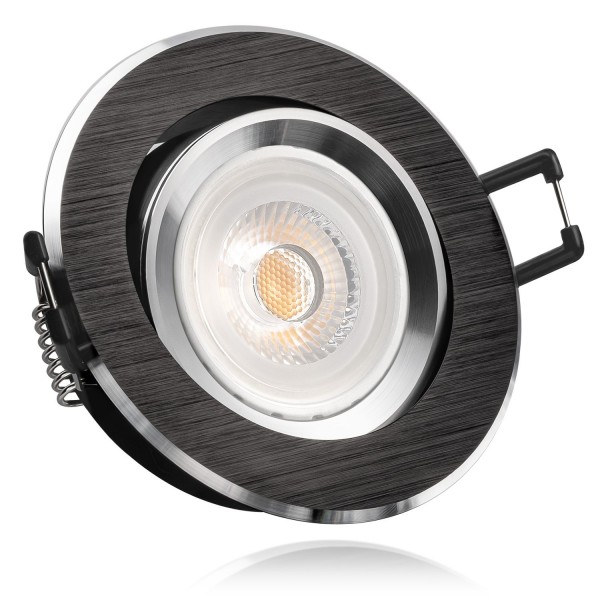 LED Einbaustrahler Set Bicolor (chrom / schwarz) mit LED GU10 Markenstrahler von LEDANDO - 7W - warm