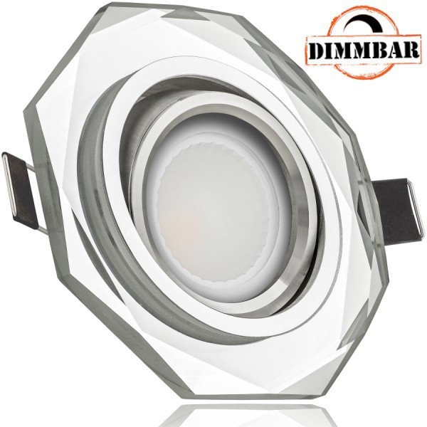 LED Einbaustrahler Set EXTRA FLACH (35mm) in Weiß mit LED Markenleuchtmittel von LEDANDO - 6W DIMMBAR - 2.700 Kelvin warmweiss - Ra > 90 - 120° Abstrahlwinkel - schwenkbar - 30W Ersatz - COB LED