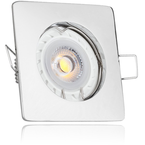 LED Einbaustrahler Set Chrom mit LED GU10 Markenstrahler von LEDANDO - 7W - warmweiss - 30° Abstrahl