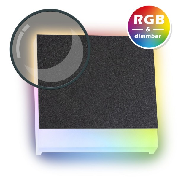 RGB LED Treppenbeleuchtung KID aus Aluminium in anthrazit eckig für Schalterdoseneinbau 60/68mm - 11