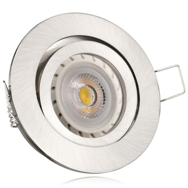 LED Einbaustrahler Set Silber gebürstet mit 4000K LED GU10 Markenstrahler von LEDANDO - 7W - neutral