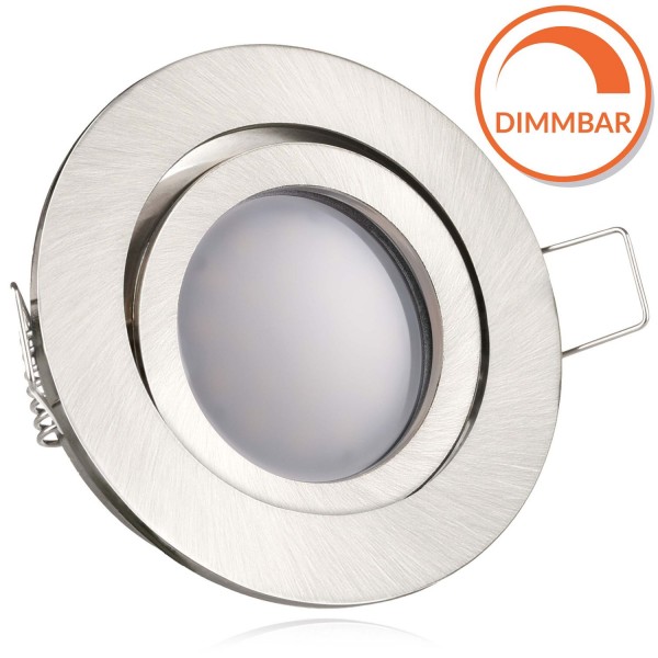 LED Einbaustrahler Set Silber gebürstet mit LED GU10 Markenstrahler von LEDANDO - 5W DIMMBAR - warmw