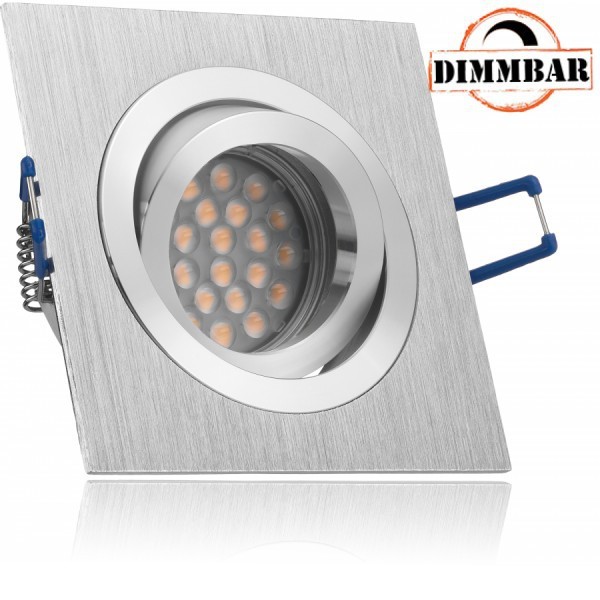 LED Einbaustrahler Set Bicolor (chrom / gebürstet) mit LED GU10 Markenstrahler von LEDANDO - 5W DIMM