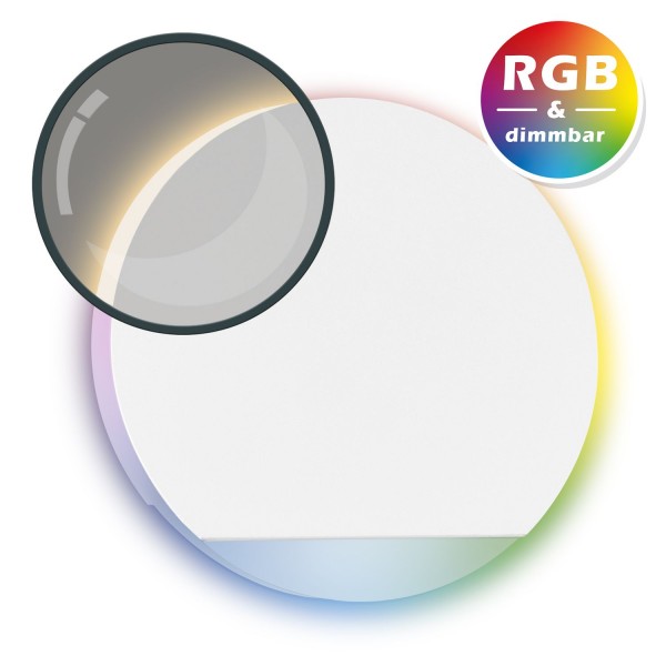 RGB LED Treppenbeleuchtung KID aus Aluminium in weiß rund für Schalterdoseneinbau 60/68mm - 11 Farbe