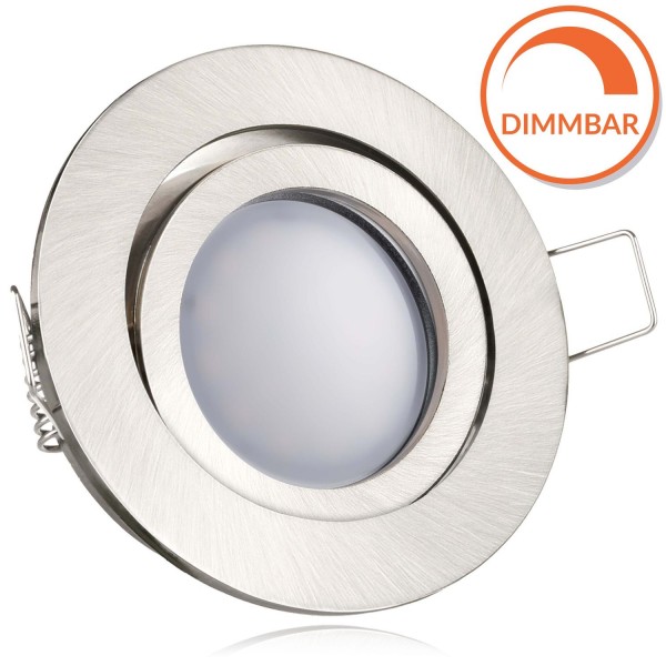 LED Einbaustrahler Set EXTRA FLACH (35mm) in Silber gebürstet mit LED Markenleuchtmittel von LEDANDO