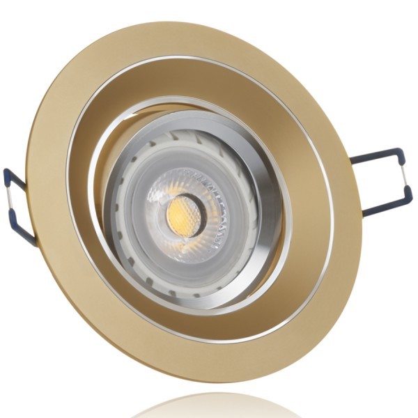 LED Einbaustrahler Set Gold mit LED GU10 Markenstrahler von LEDANDO - 7W - warmweiss - 30° Abstrahlw